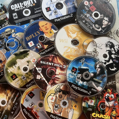 Llaveros discos videojuegos